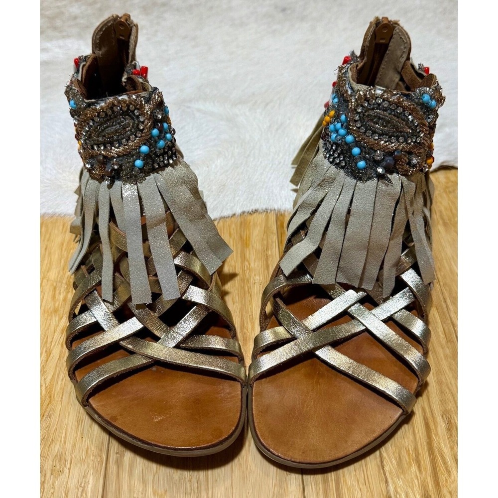 Maurizio womens sandals with beaded features size 37 with‎ back zipper